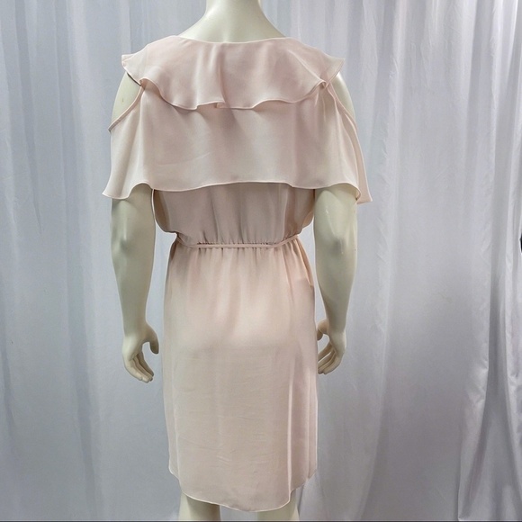 Saks Fifth Avenue Cold Shoulder Ruffle Dress Size 10 - Picture 2 of 9